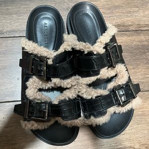 Aerosoles Shearling Detail Slide sz 7.5